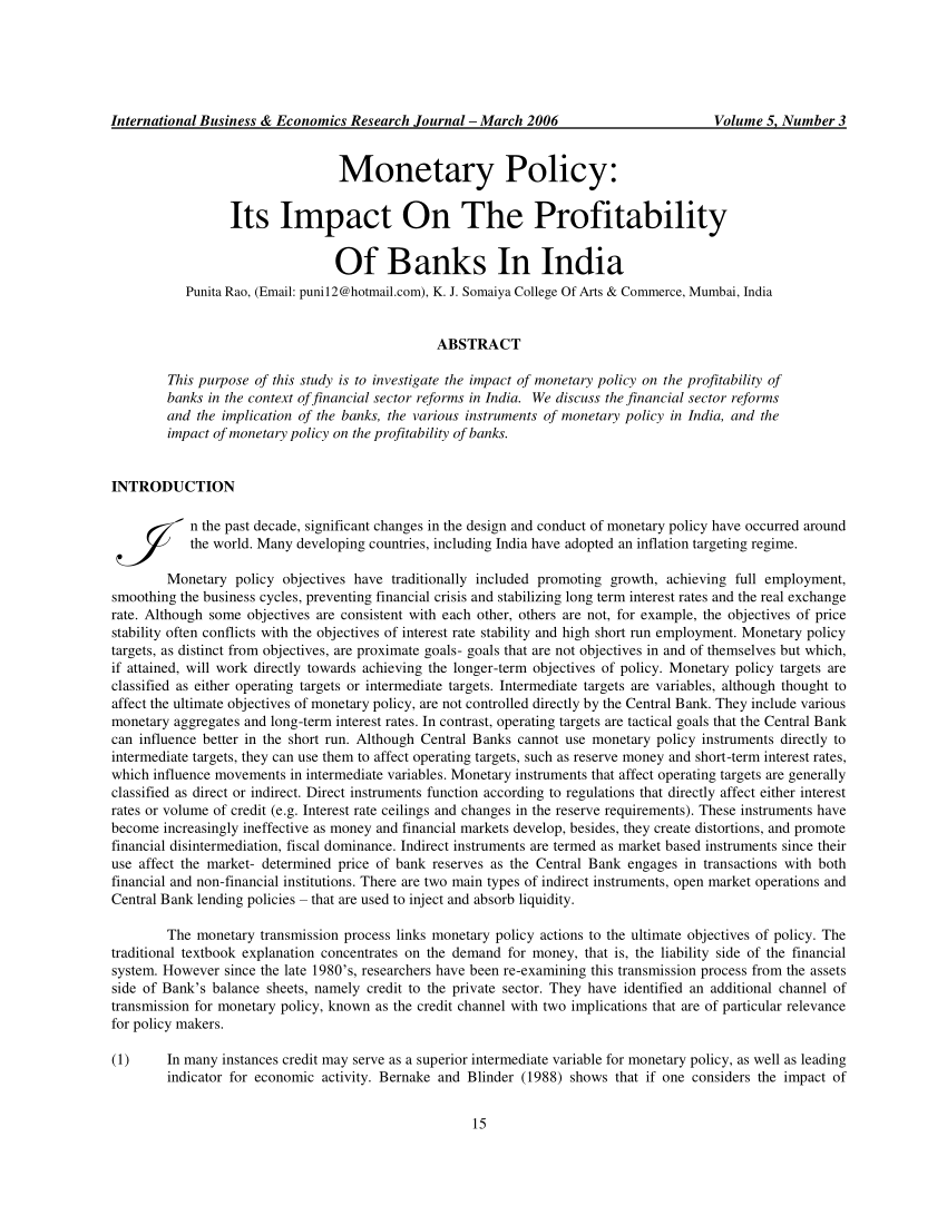 monetary policy research paper