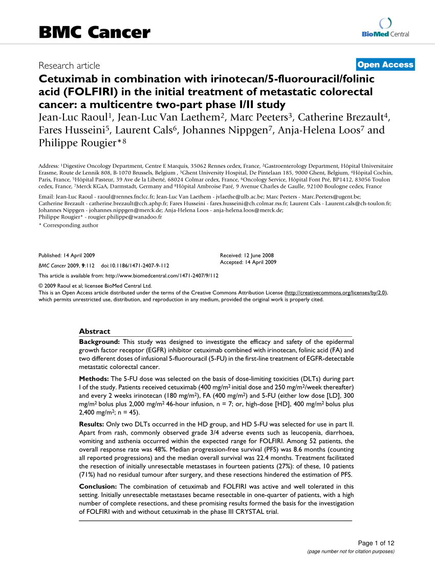 Cetuximab, irinotecan and fluorouracile in fiRst-line treatment of