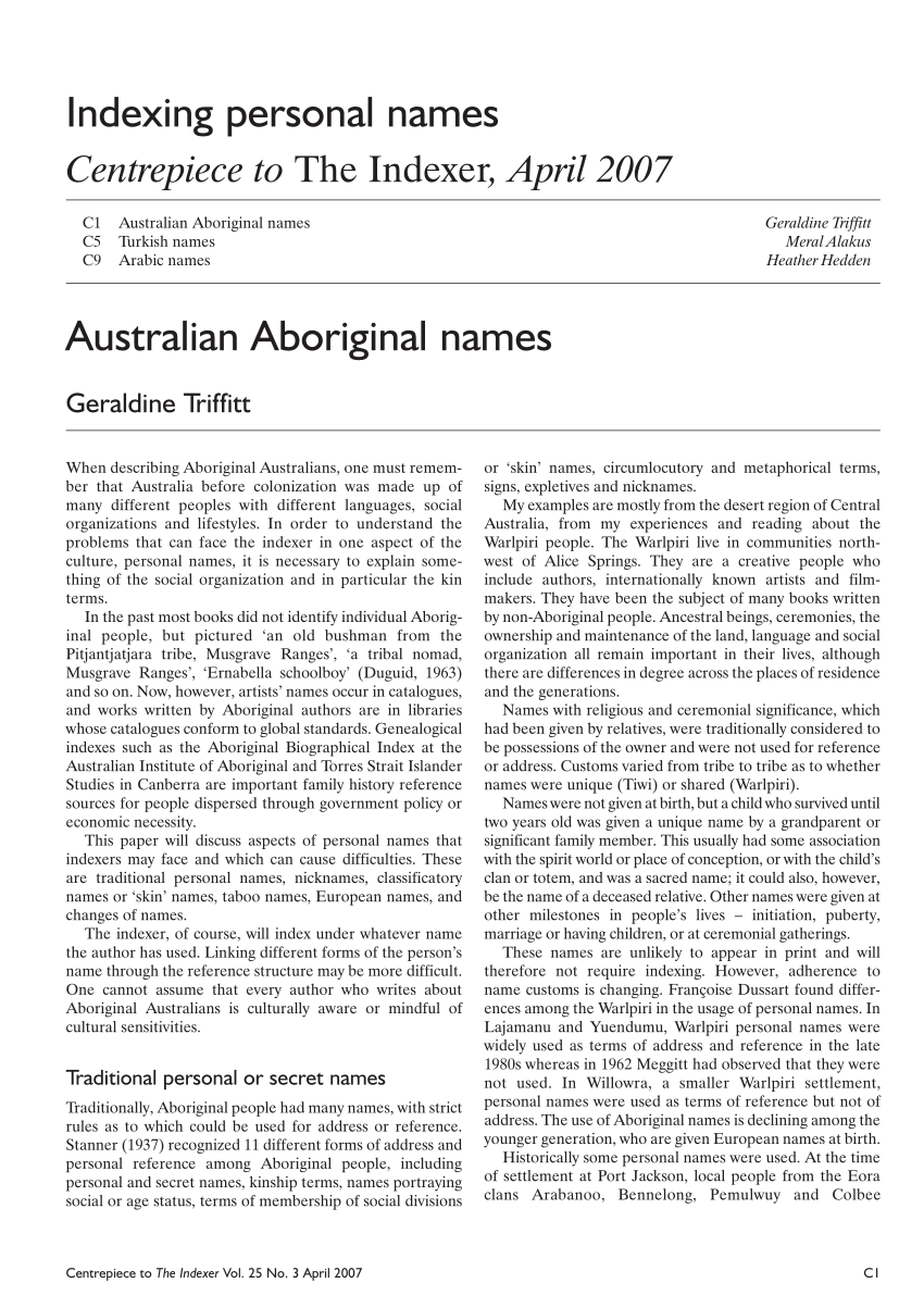 Interessant Sølv gårdsplads PDF) Australian Aboriginal names