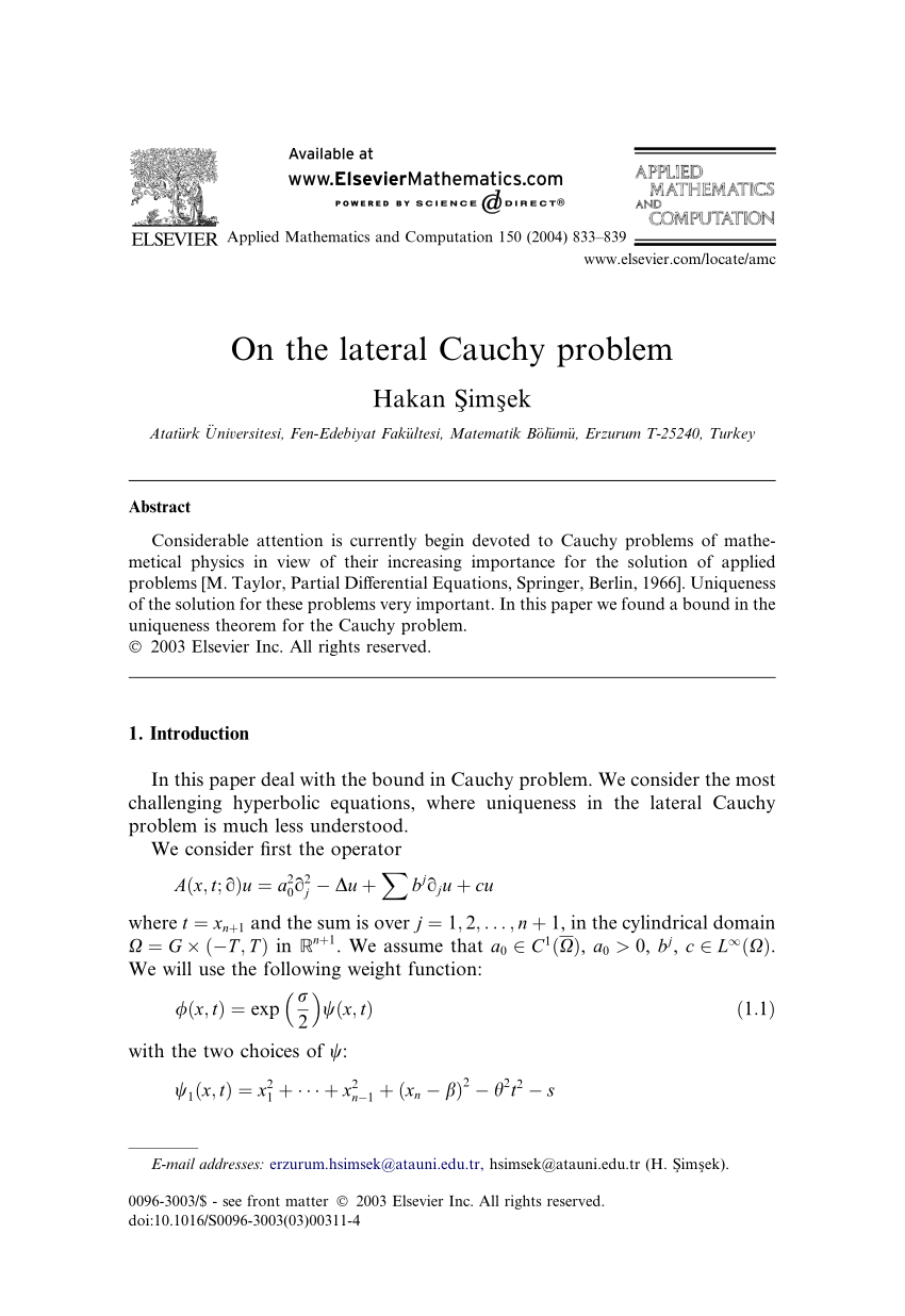 Pdf On The Lateral Cauchy Problem