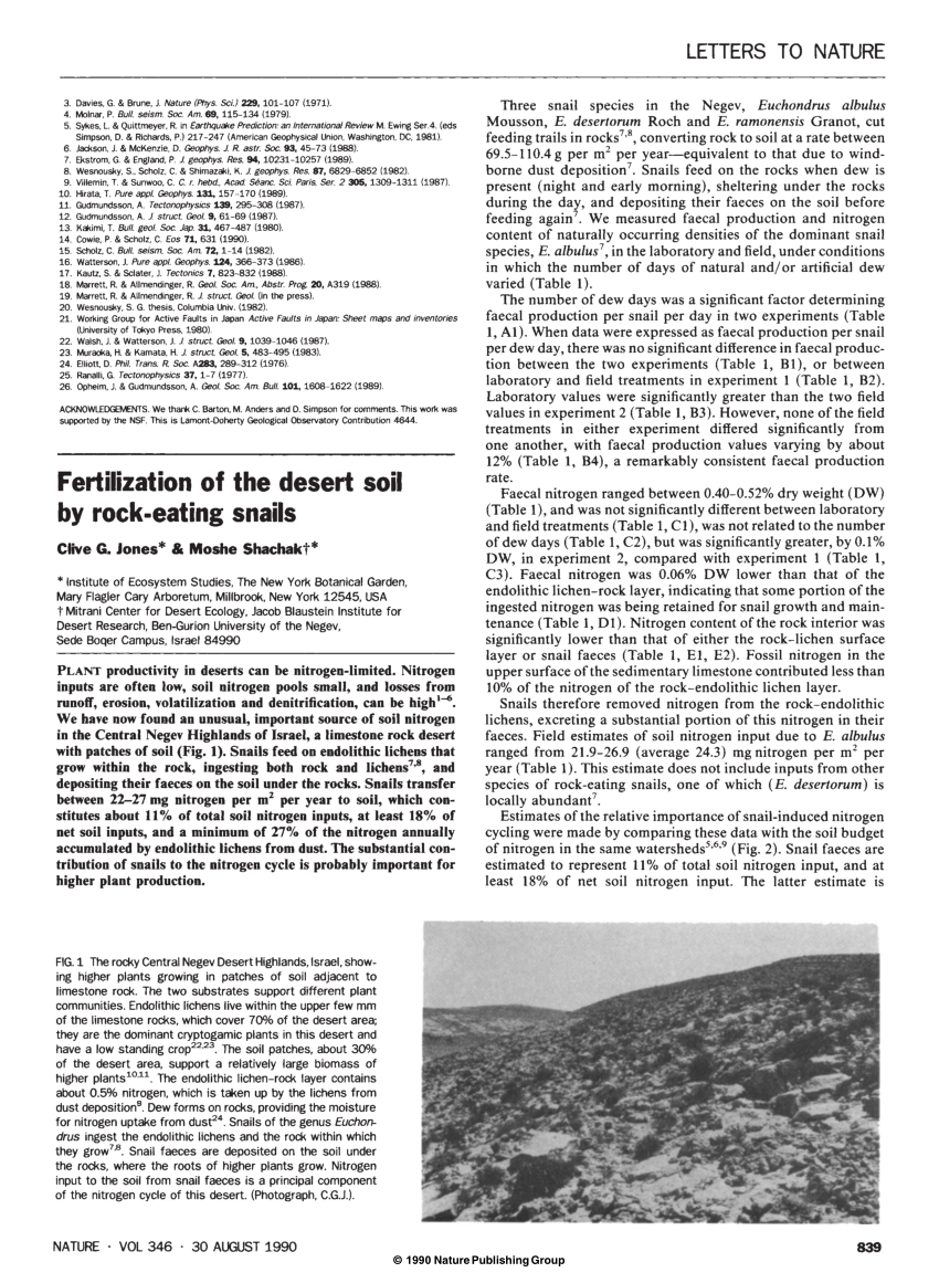 Pdf Fertilization Of The Desert Soil By Rock Eating Snails