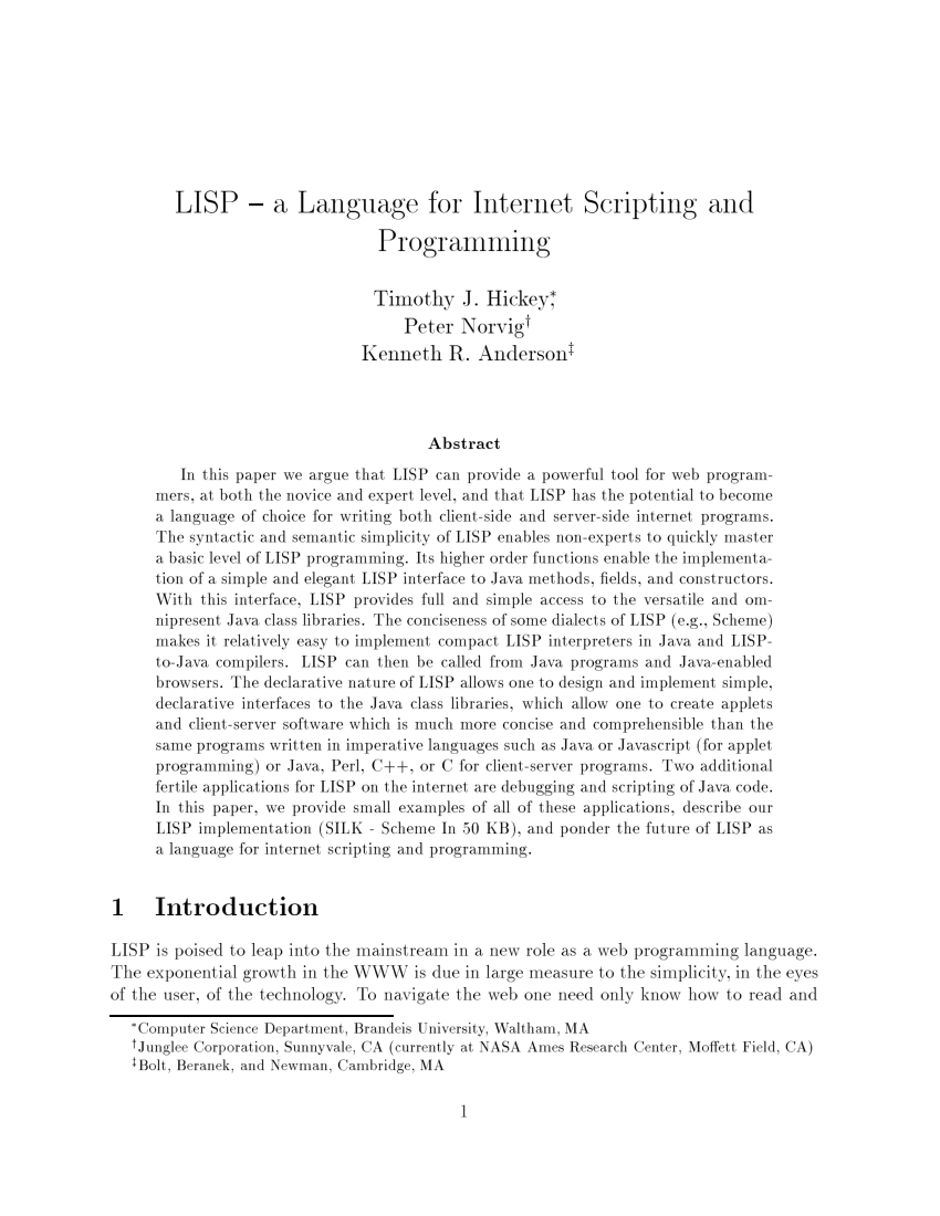 lisp programming language pdf