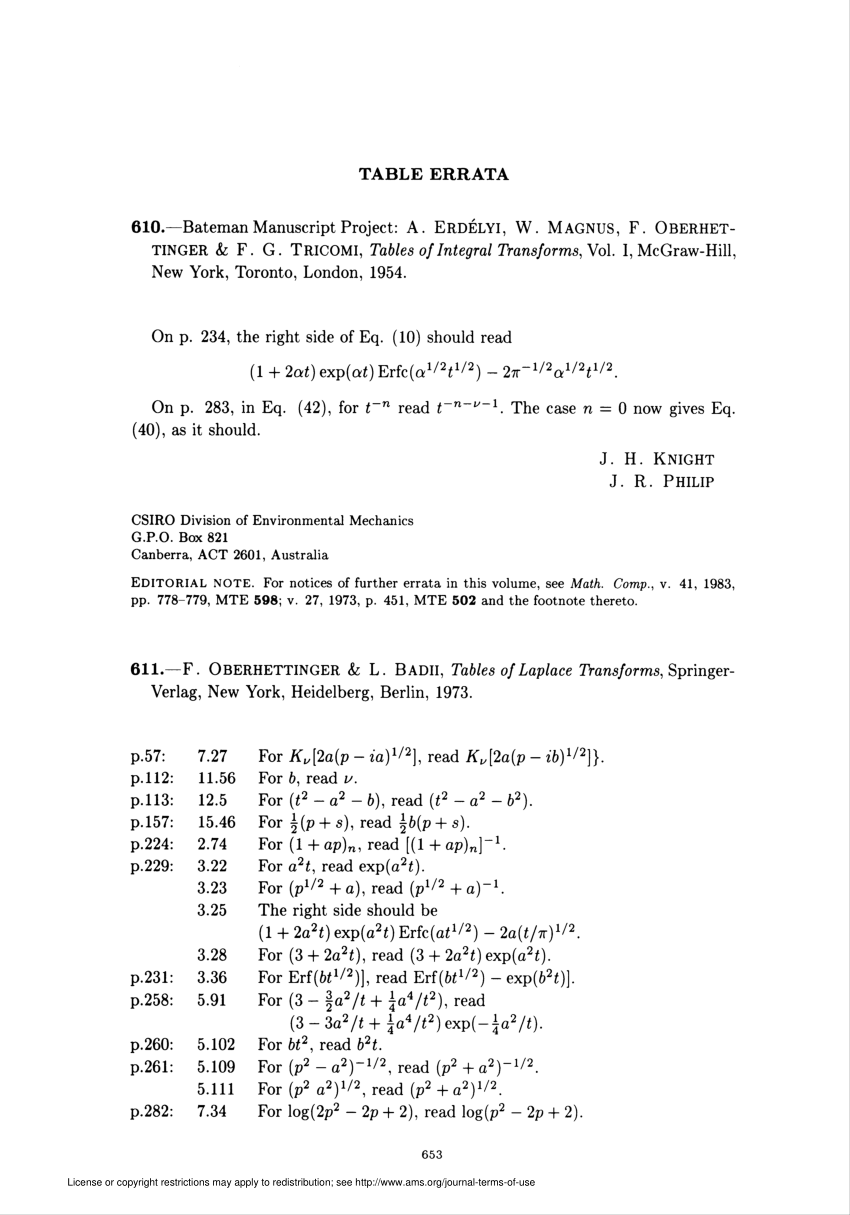 erdelyi tables of integral transforms
