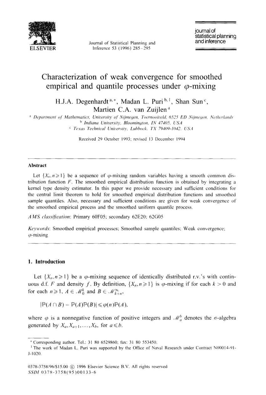 (PDF) Characterization of weak convergence for smoothed empirical and