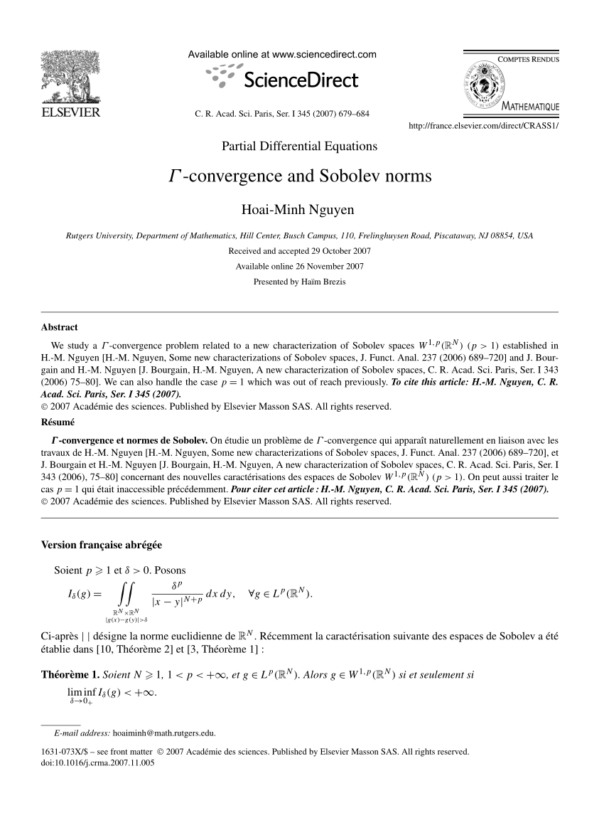 Pdf G Convergence And Sobolev Norms