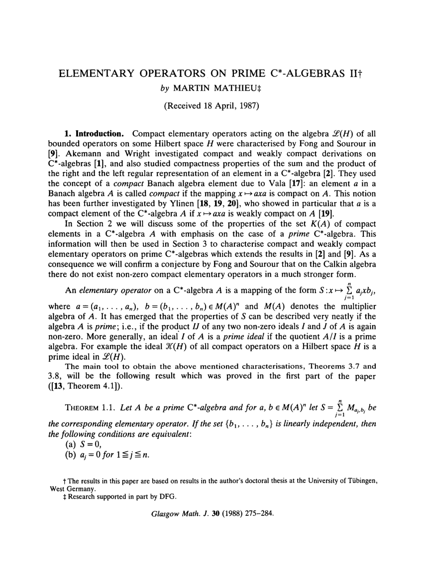 PDF Elementary operators on prime C algebras II