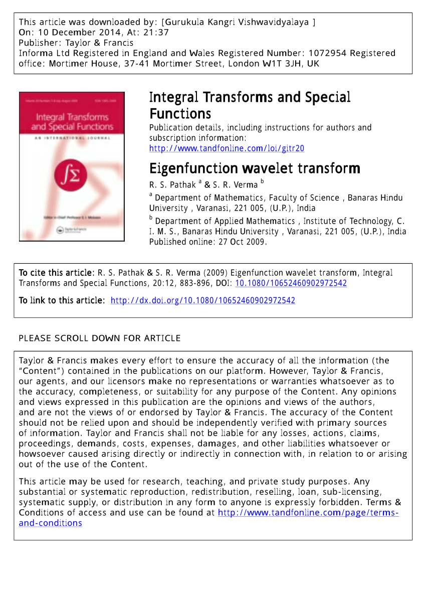 PDF) Eigenfunction wavelet transform