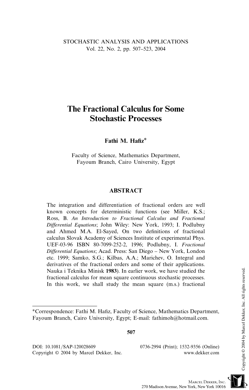 research paper on fractional calculus