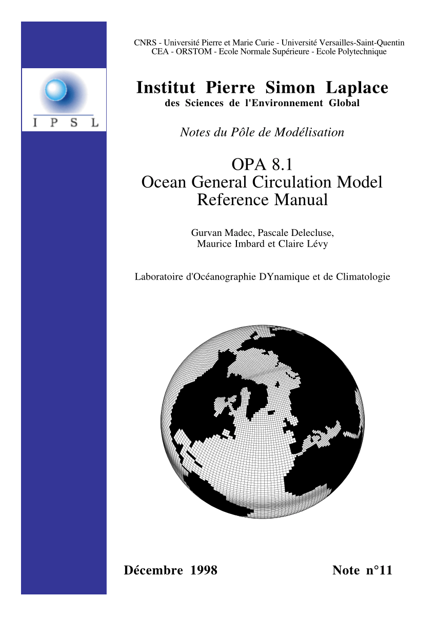 Pdf Opa 8 1 Ocean General Circulation Model Reference Manual