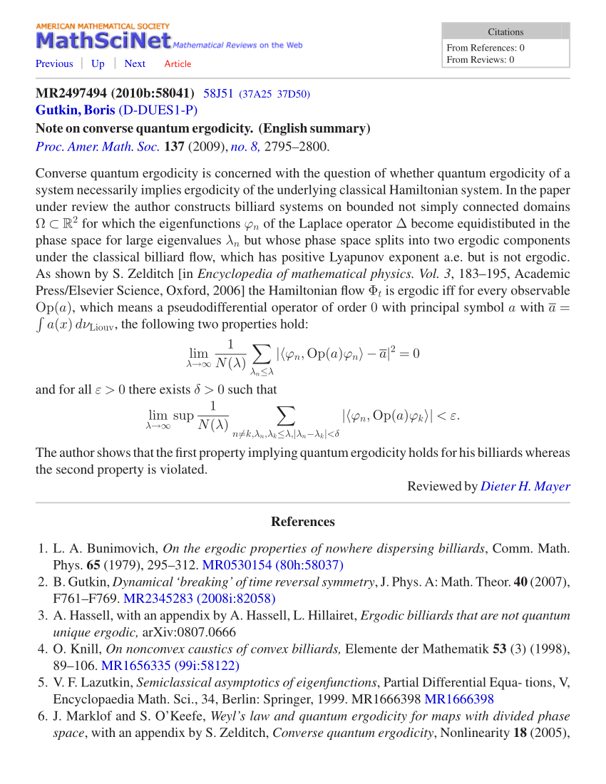 PDF) Note on converse quantum ergodicity