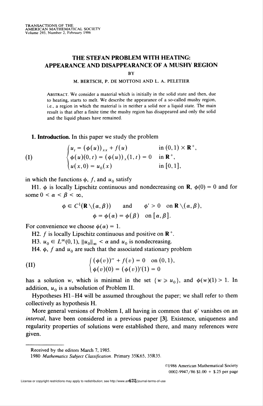 Pdf The Stefan Problem With Heating Appearance And Disappearance Of A Mushy Region