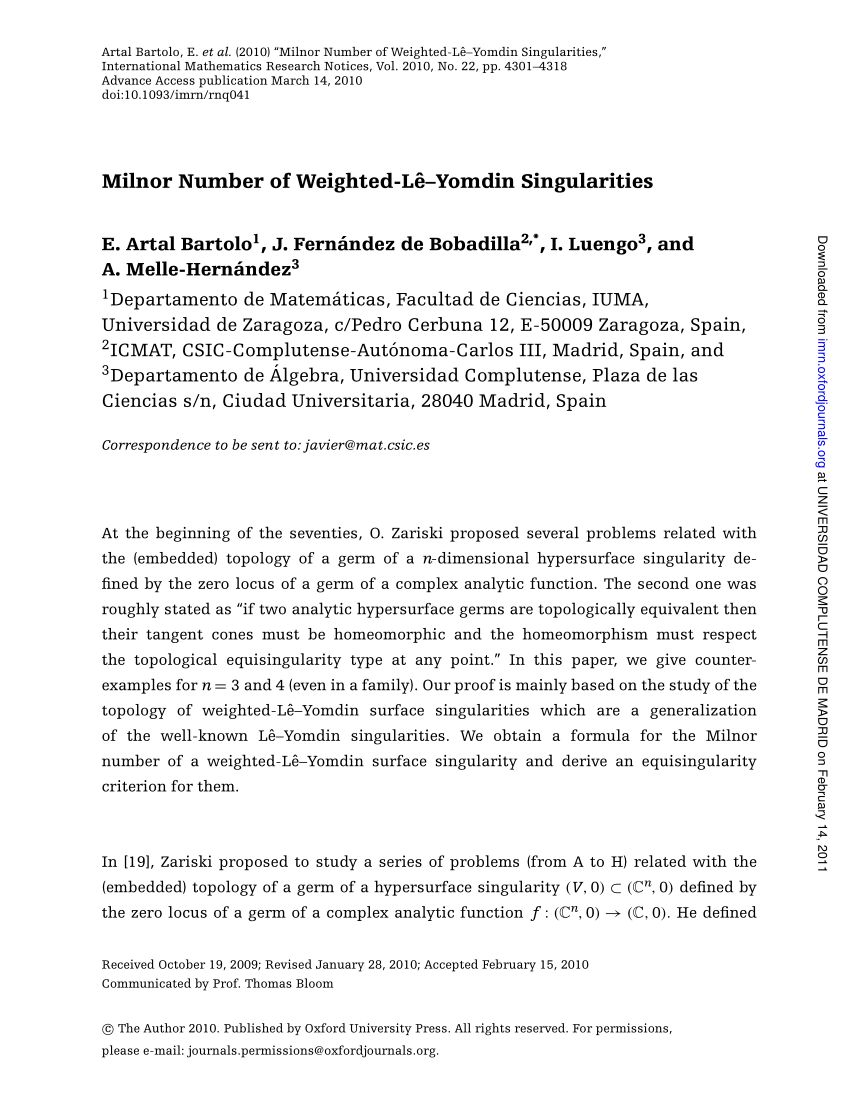Pdf Milnor Number Of Weighted Le Yomdin Singularities