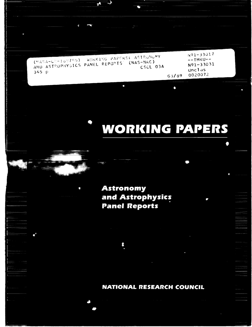 (PDF) Working Papers: Astronomy and Astrophysics Panel Reports