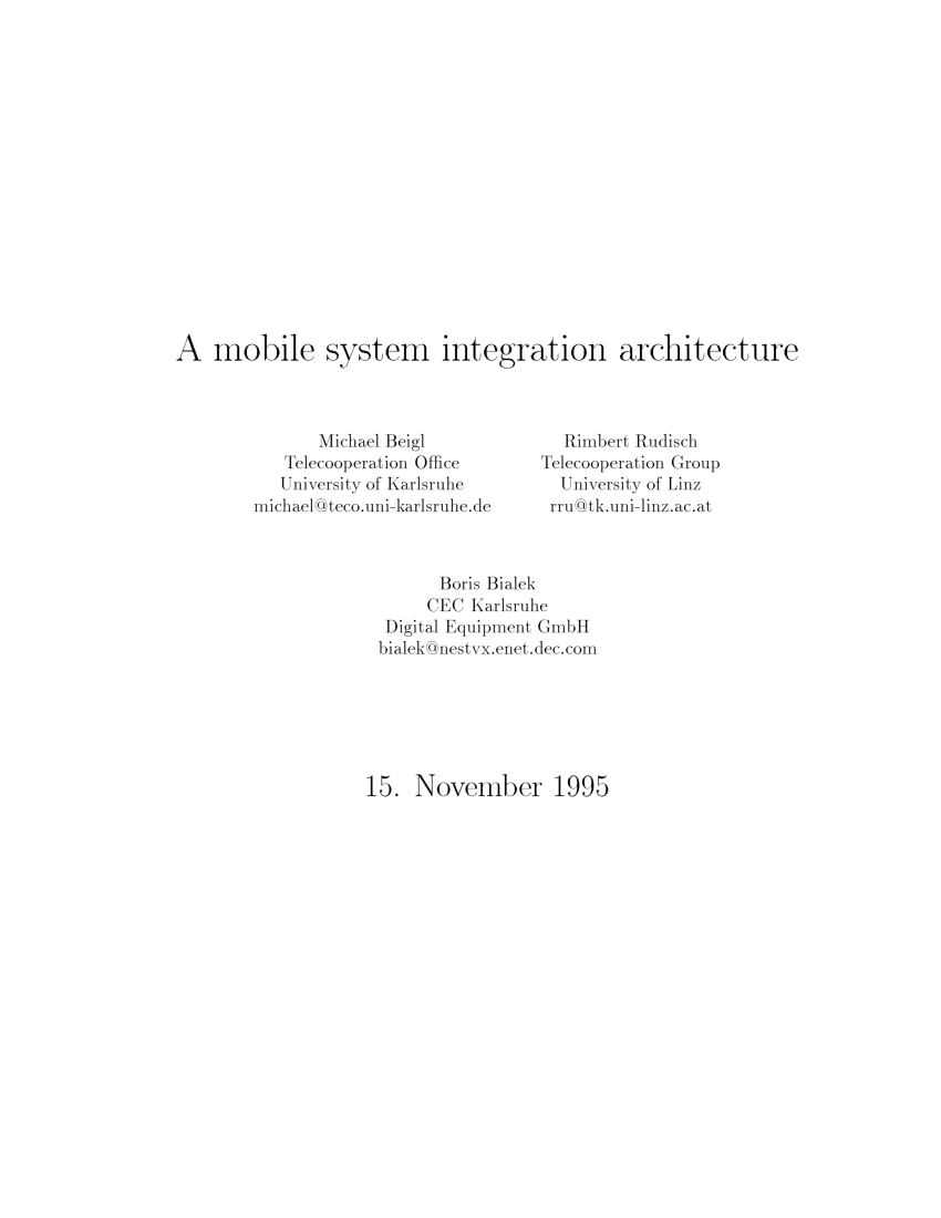 (PDF) A Mobile System Integration Architecture