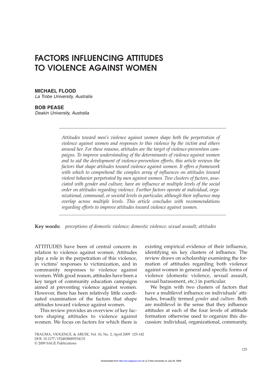 Pdf Factors Influencing Attitudes To Violence Against Women - 