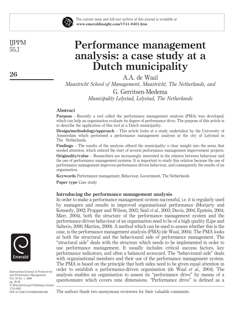research articles on performance management