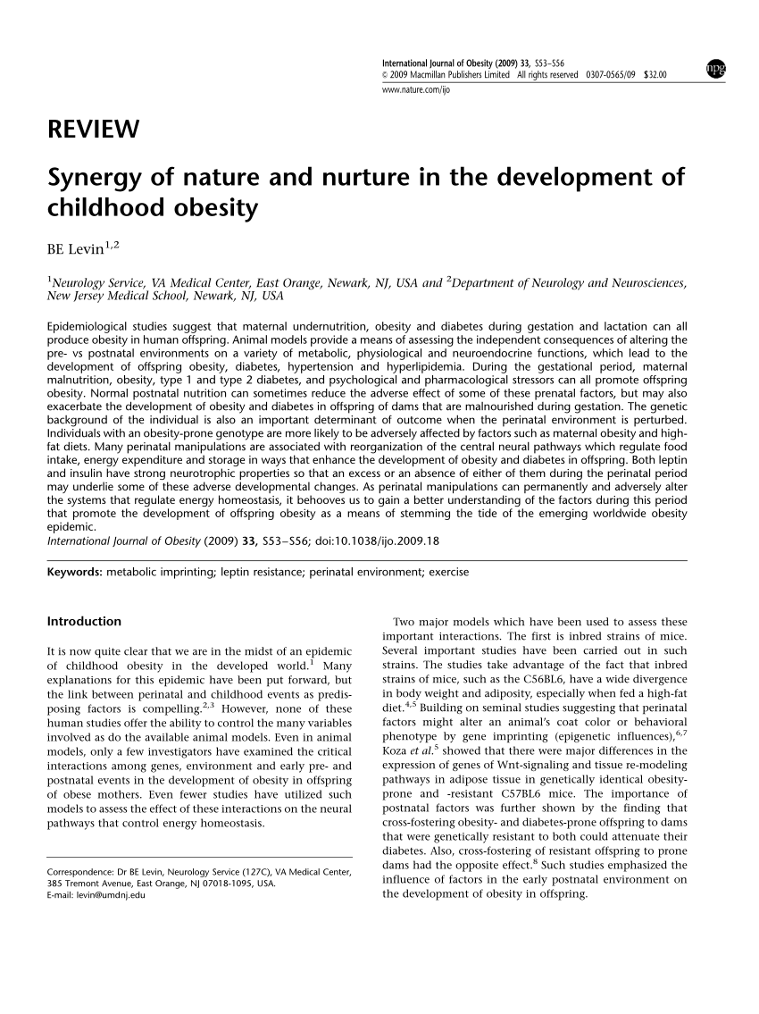 nature vs nurture obesity essay