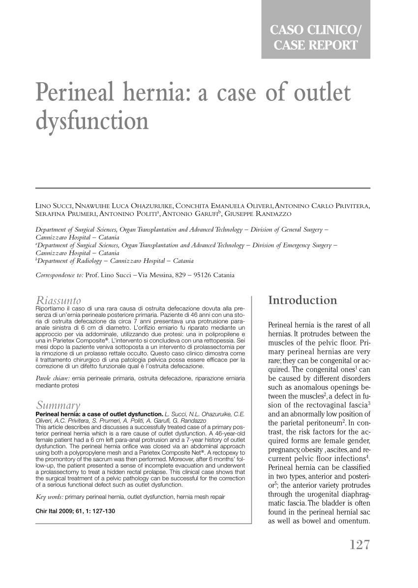 Pdf Perineal Hernia A Case Of Outlet Dysfunction