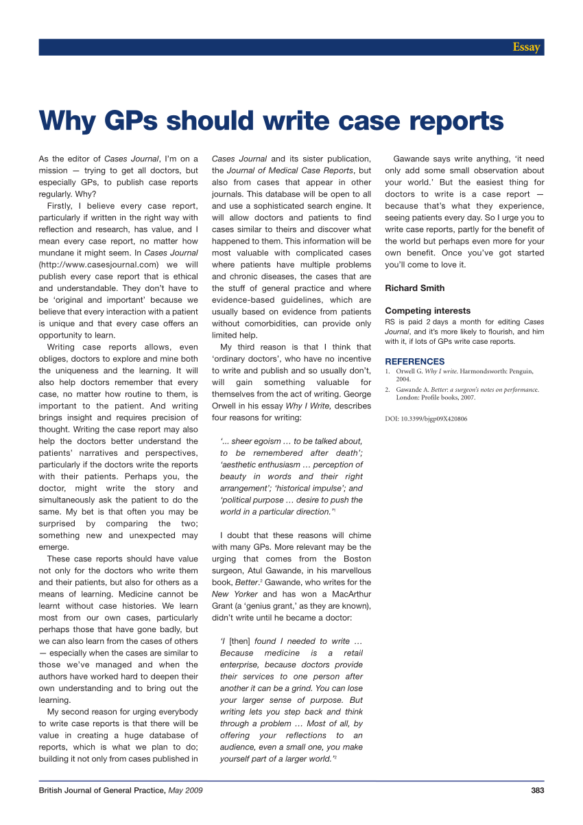 PDF) Why GPs should write case reports