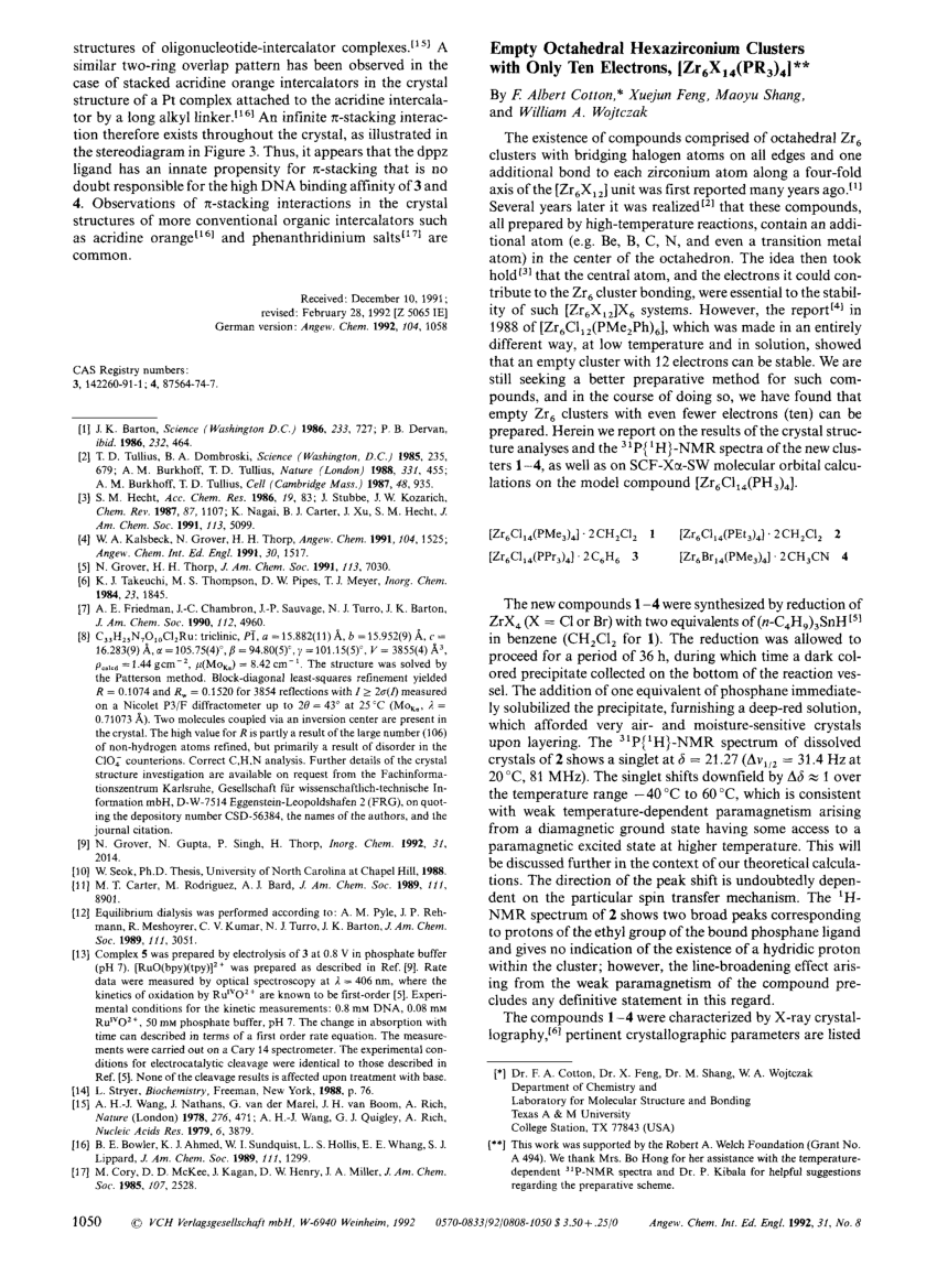 Pdf Empty Octahedral Hexazirconium Clusters With Only Ten Electrons Zr6x14 Pr3 4