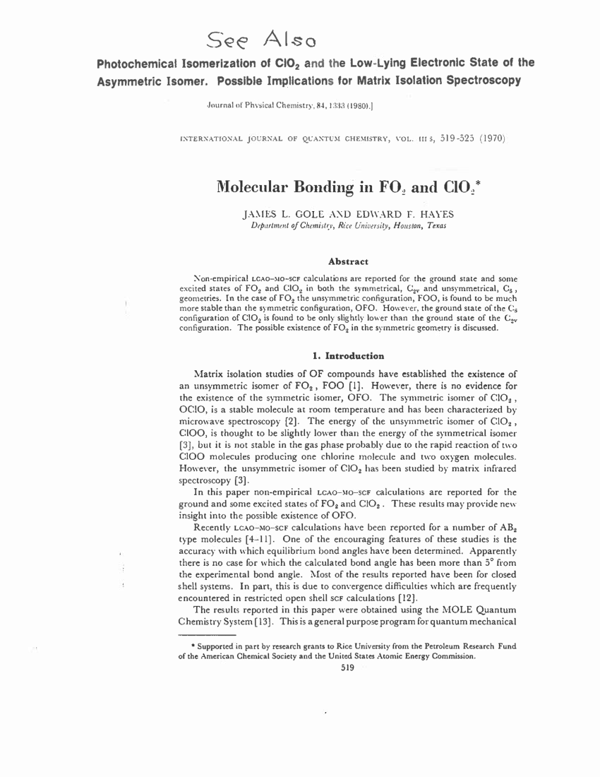 (PDF) Molecular bonding in FO2 and ClO2