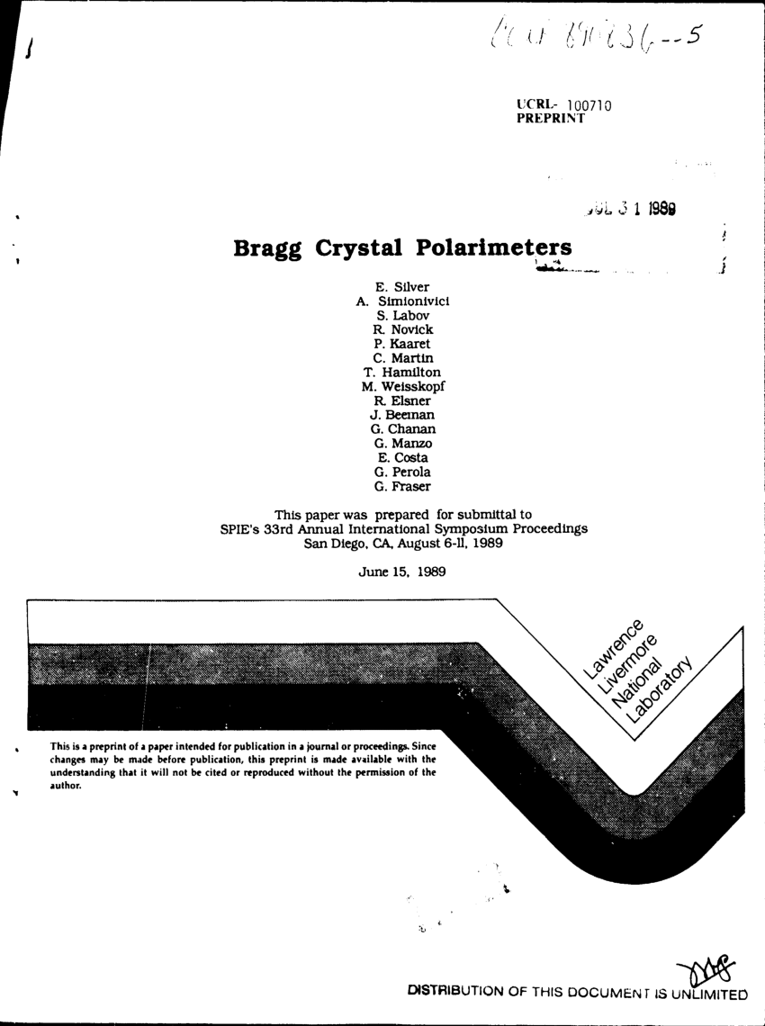 Pdf Bragg Crystal Polarimeters