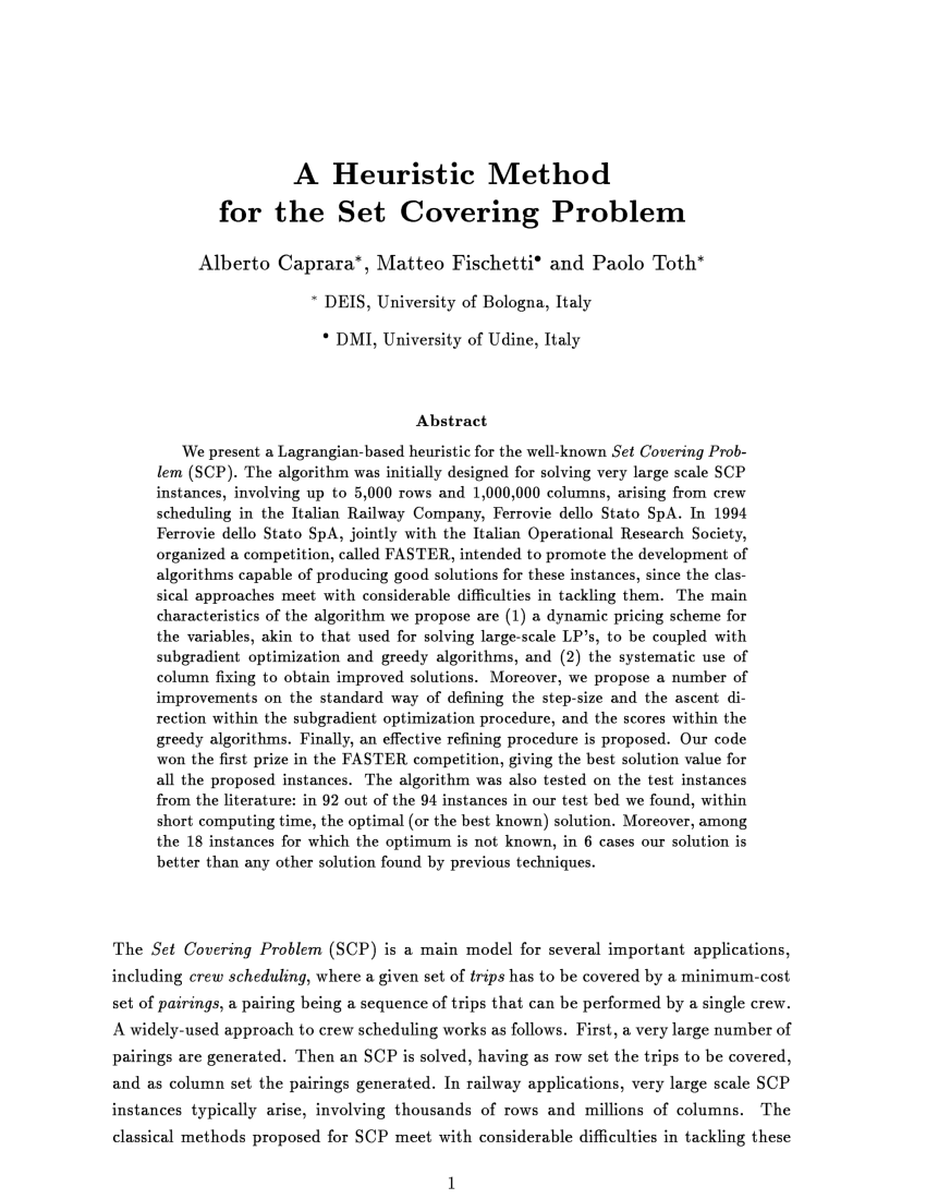 A Genetic Algorithm For The Set Covering Problem PDF