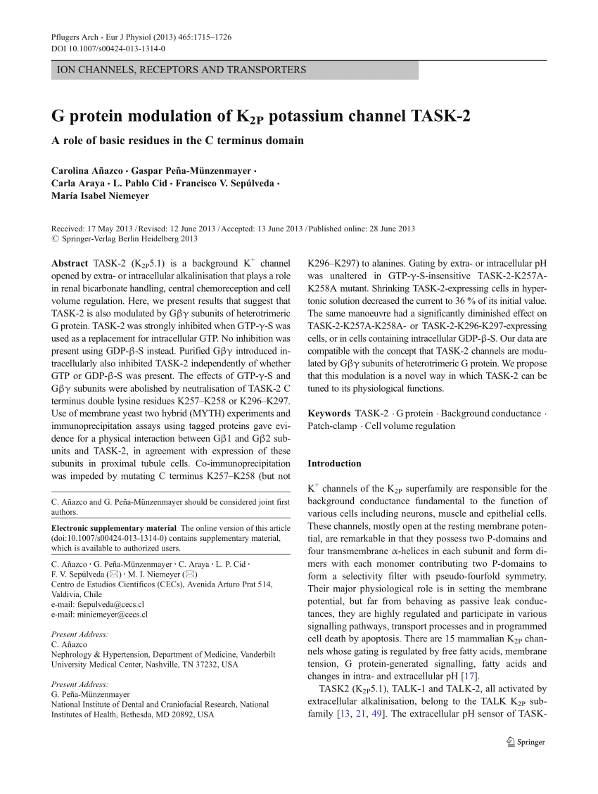 PDF G protein modulation of K2P potassium channel TASK 2