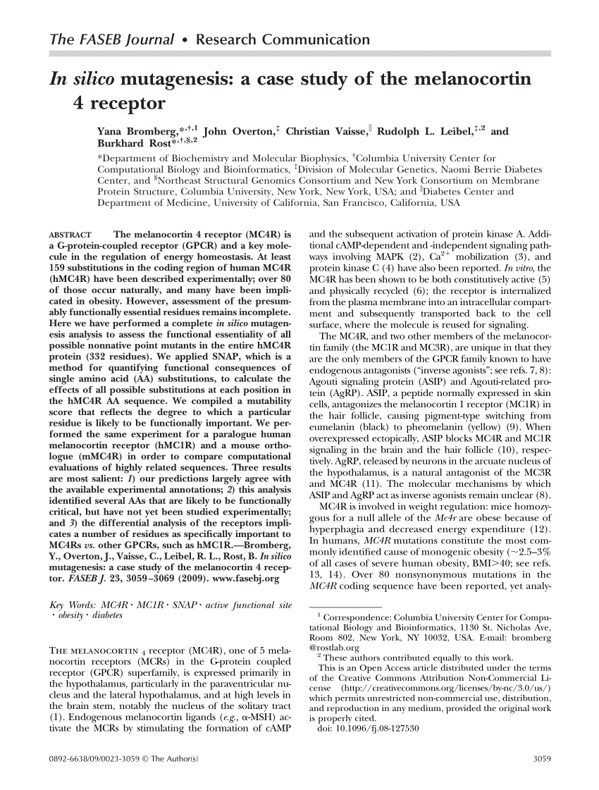 (PDF) In silico mutagenesis: A case study of the melanocortin 4 receptor