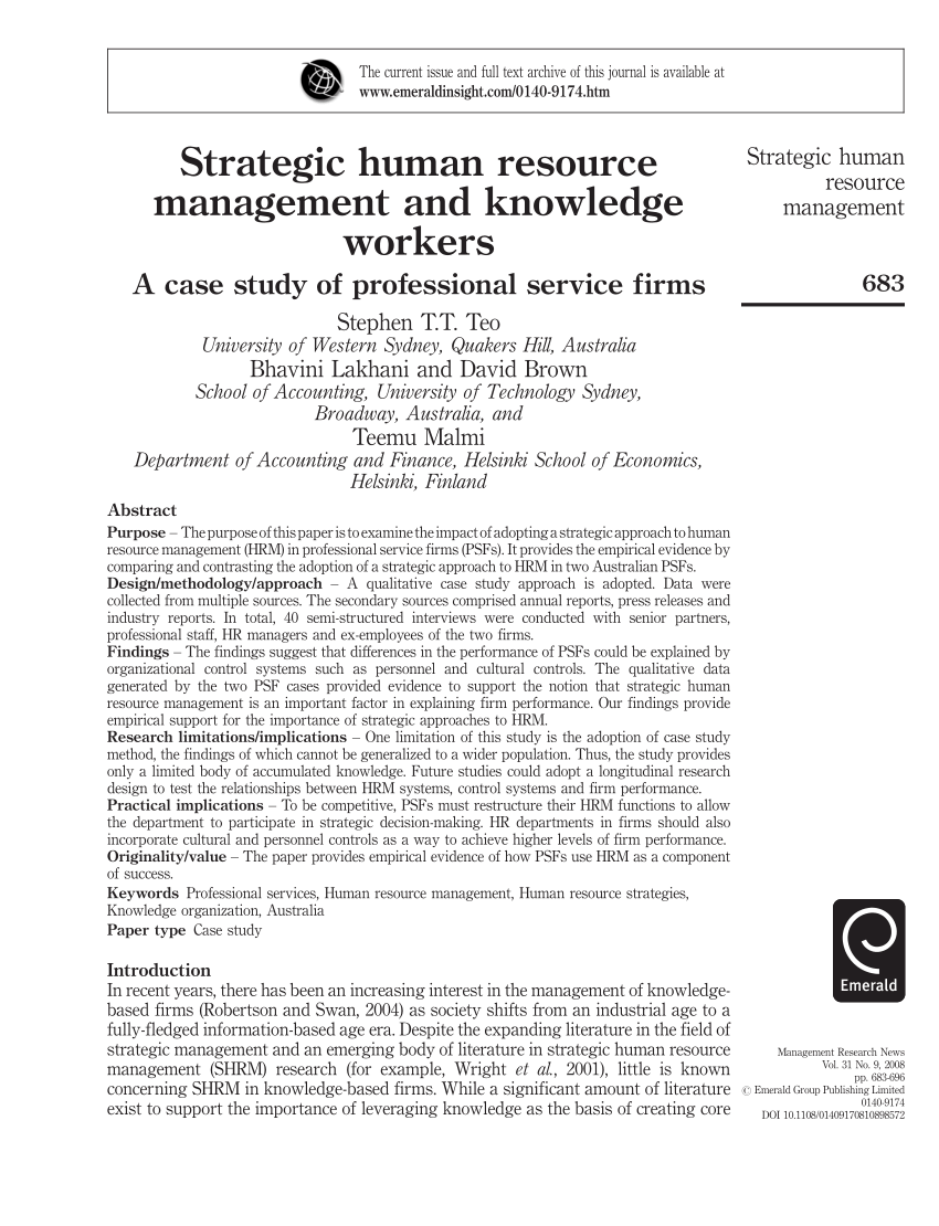 case study on human resource management