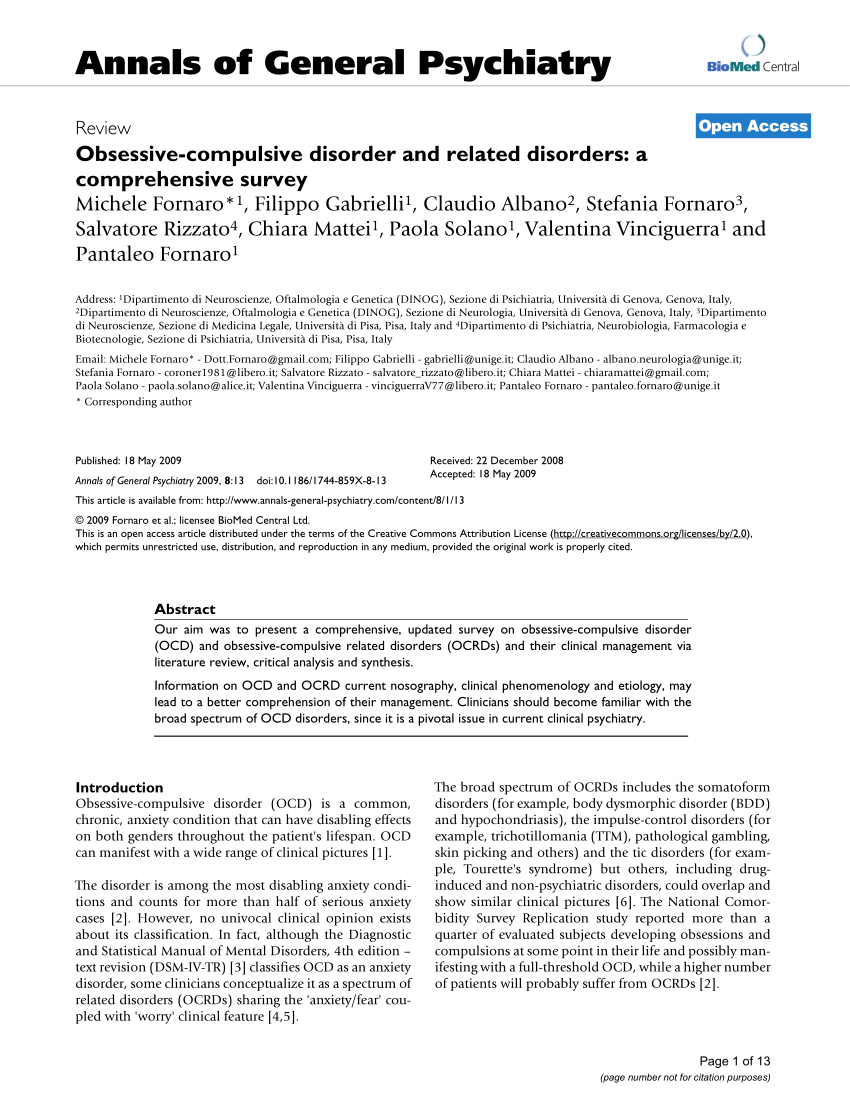 obsessive compulsive disorder research paper