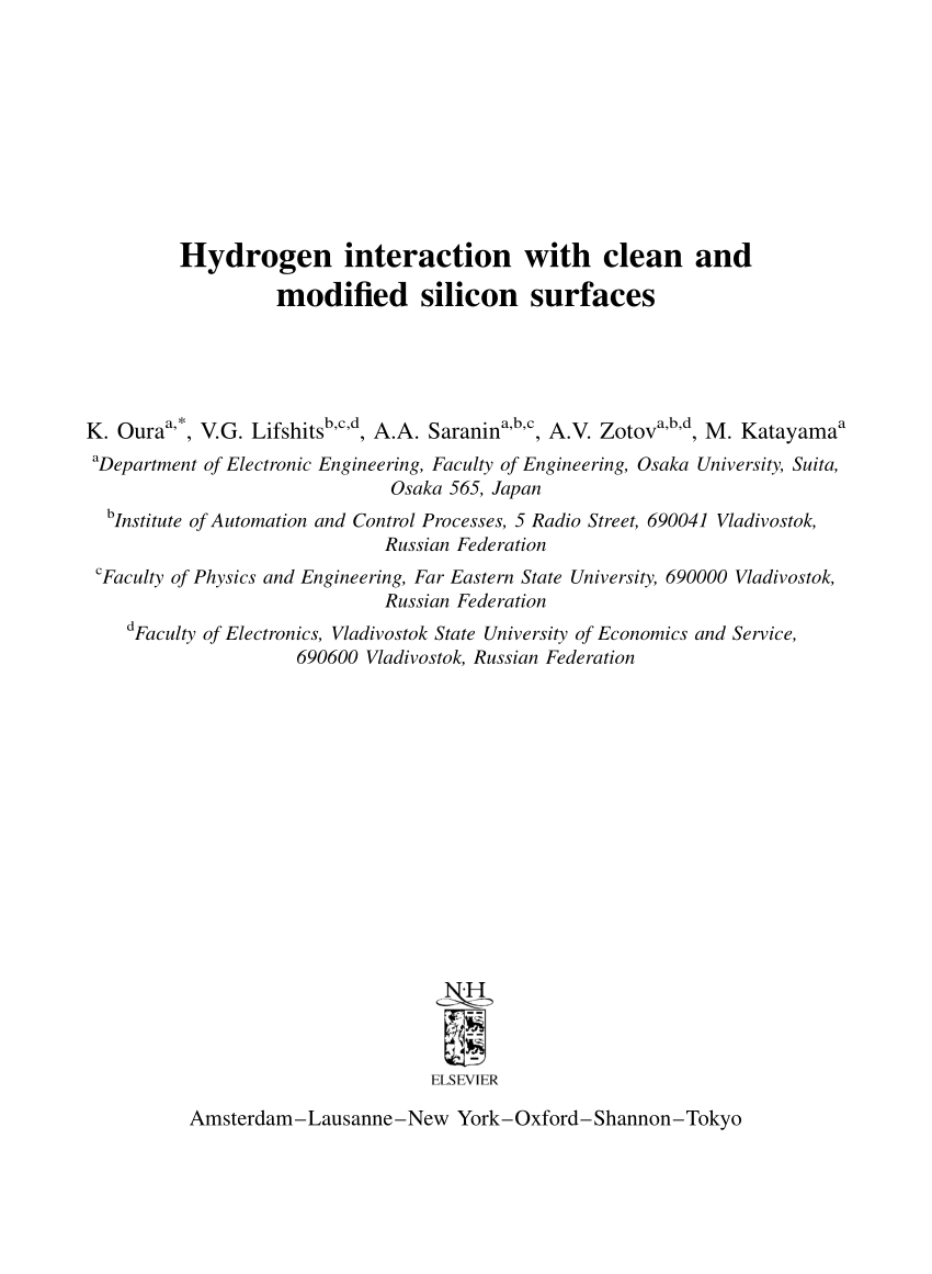 Pdf Hydrogen Interaction With Clean And Modified Silicon Surfaces