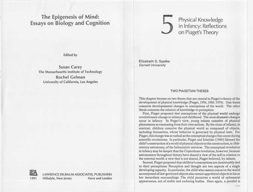 PDF The Epigenesis of Mind Essays on Biology and Cognition