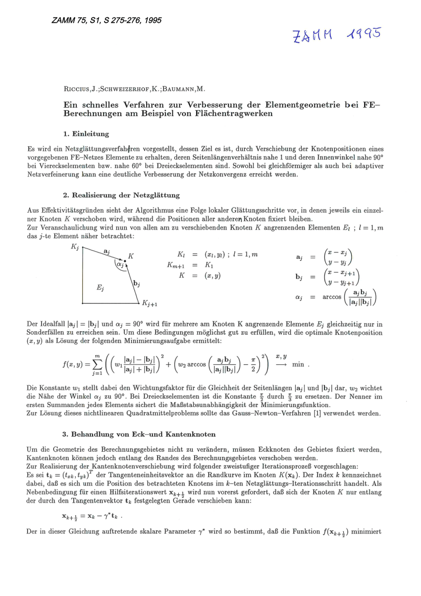 (PDF) Ein schnelles Verfahren zur Verbesserung der Elementgeometrie bei ...