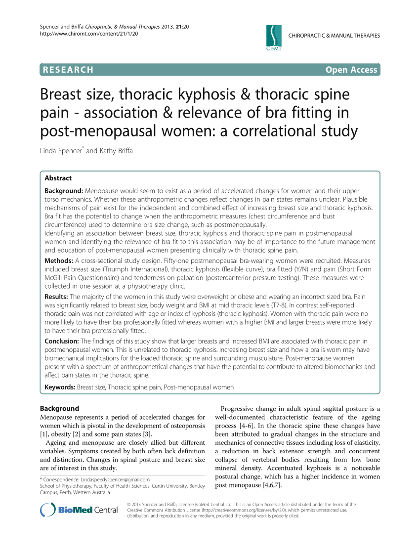 PDF) Breast size, thoracic kyphosis & thoracic spine pain