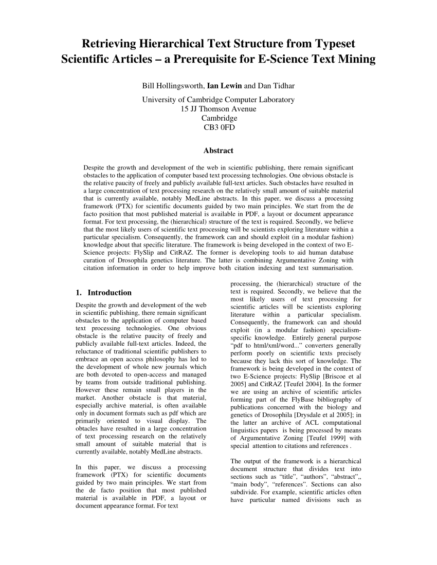 font style scientific papers