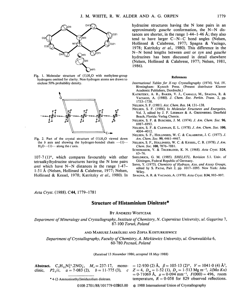 Pdf Structure Of Histaminium Dinitrate