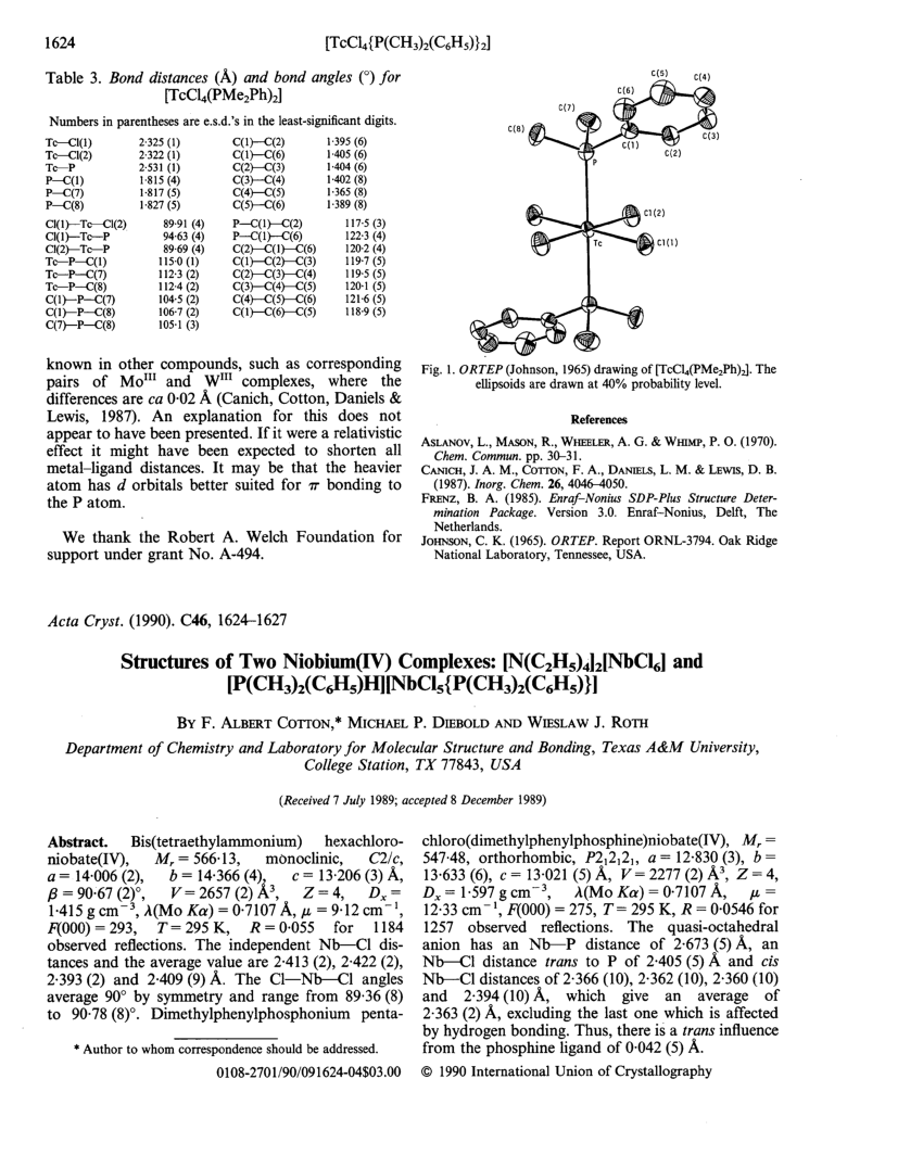 Pdf Structures Of Two Niobium Iv Complexes N C2h5 4 2 Nbcl6 And P Ch3 2 C6h5 H Nbcl5 P Ch3 2 C6h5