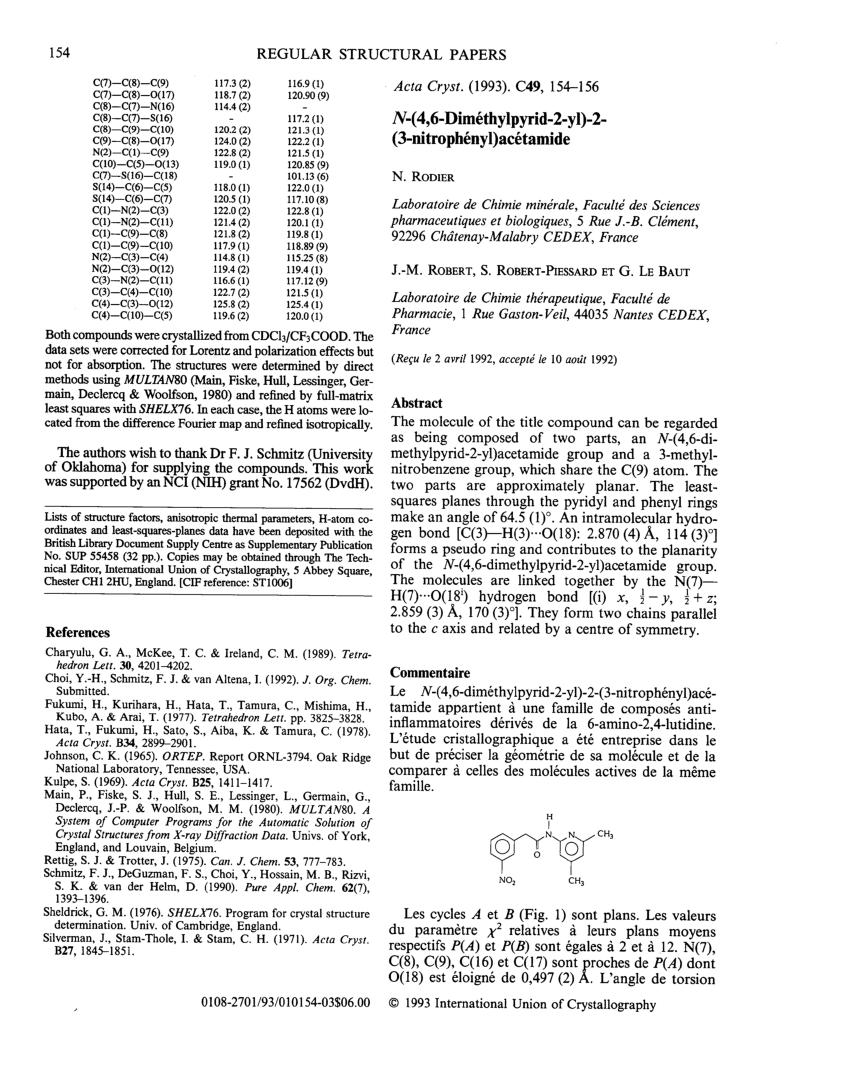 Pdf N 4 6 Dimethylpyrid 2 Yl 2 3 Nitrophenyl Acetamide