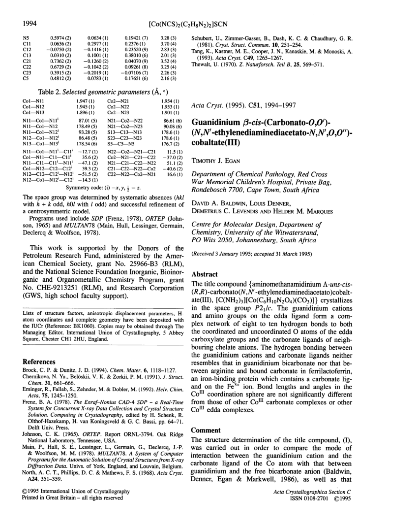 Pdf Guanidinium B Cis Carbonato O O N N Ethylenediaminediacetato N N O O Cobaltate Iii