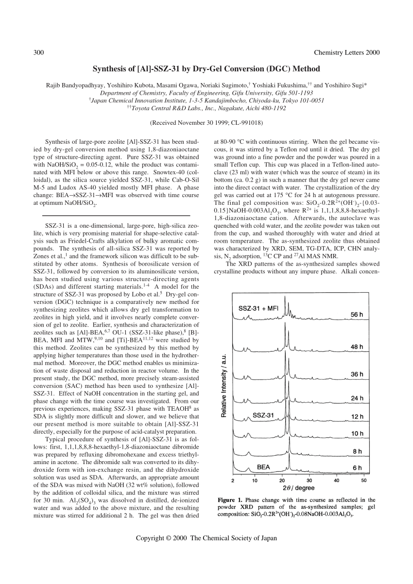 (PDF) Synthesis of [Al]-SSZ-31 by dry-gel conversion (DGC) method