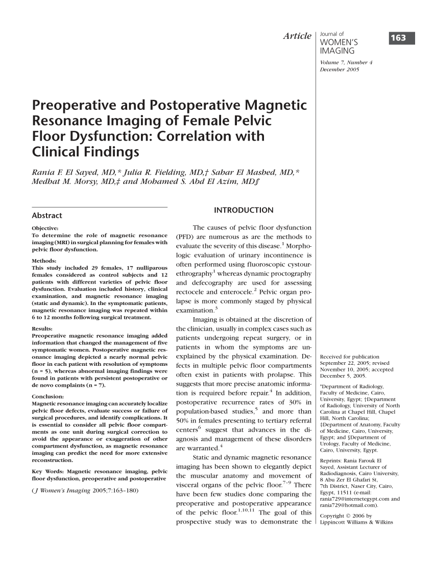 Pdf Preoperative And Postoperative Magnetic Resonance