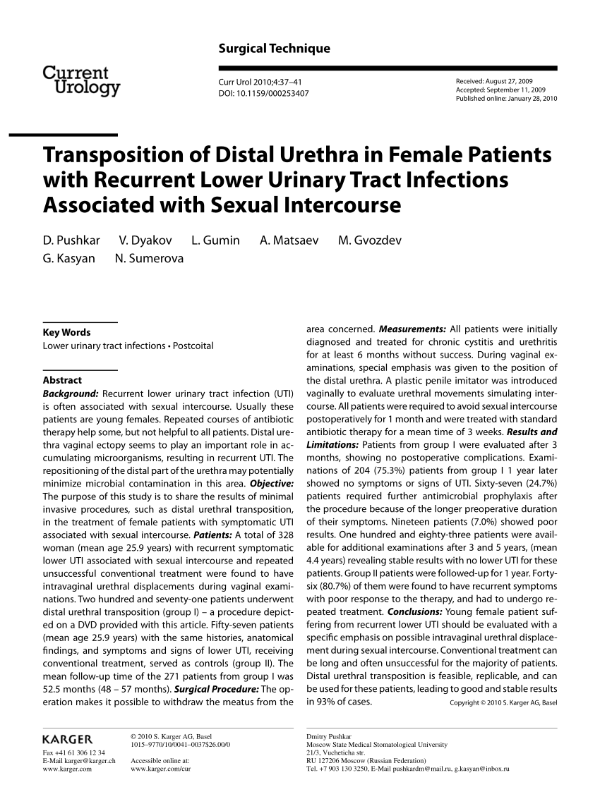 Pdf Transposition Of Distal Urethra In Female Patients With Recurrent Lower Urinary Tract 0250