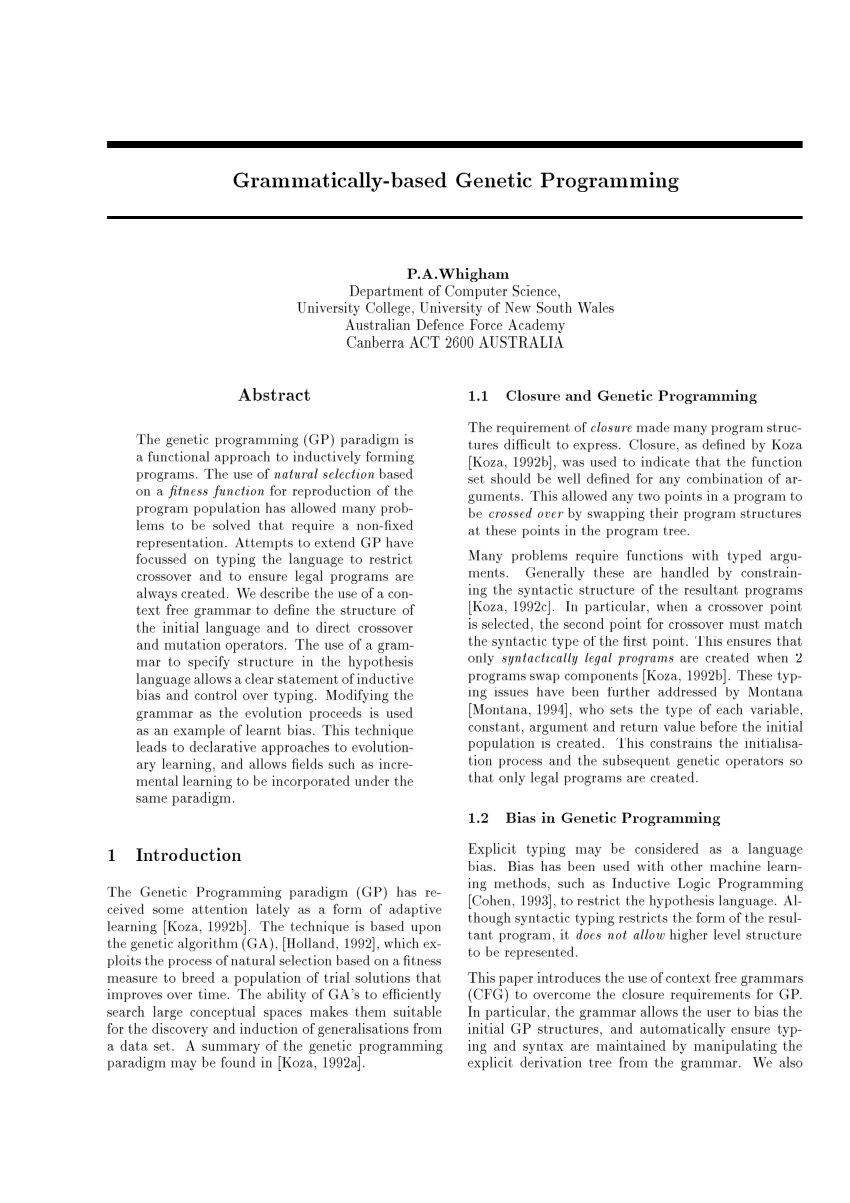 research paper genetic programming