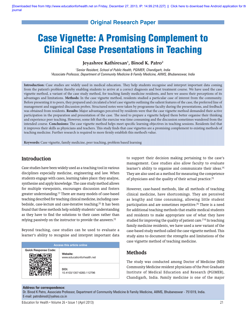 case presentations in teaching