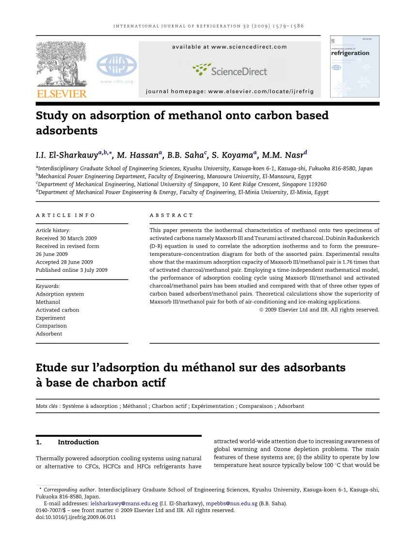 Pdf Study On Adsorption Of Methanol Onto Carbon Based Adsorbents