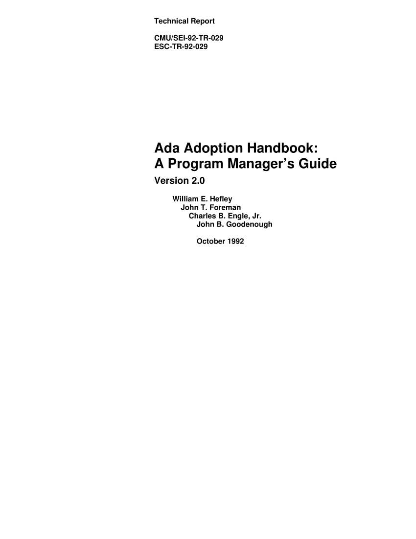 PDF) Ada Adoption Handbook: A Program Manager's Guide