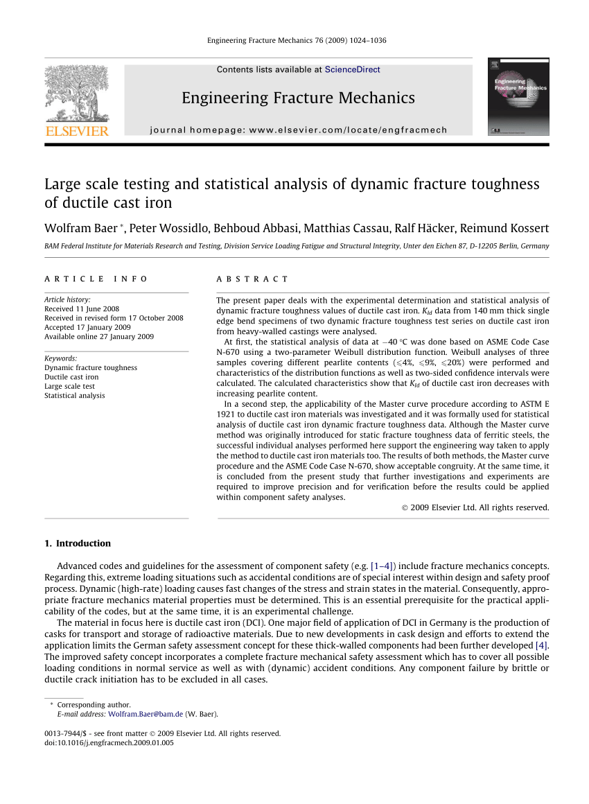 (PDF) Large scale testing and statistical analysis of dynamic fracture