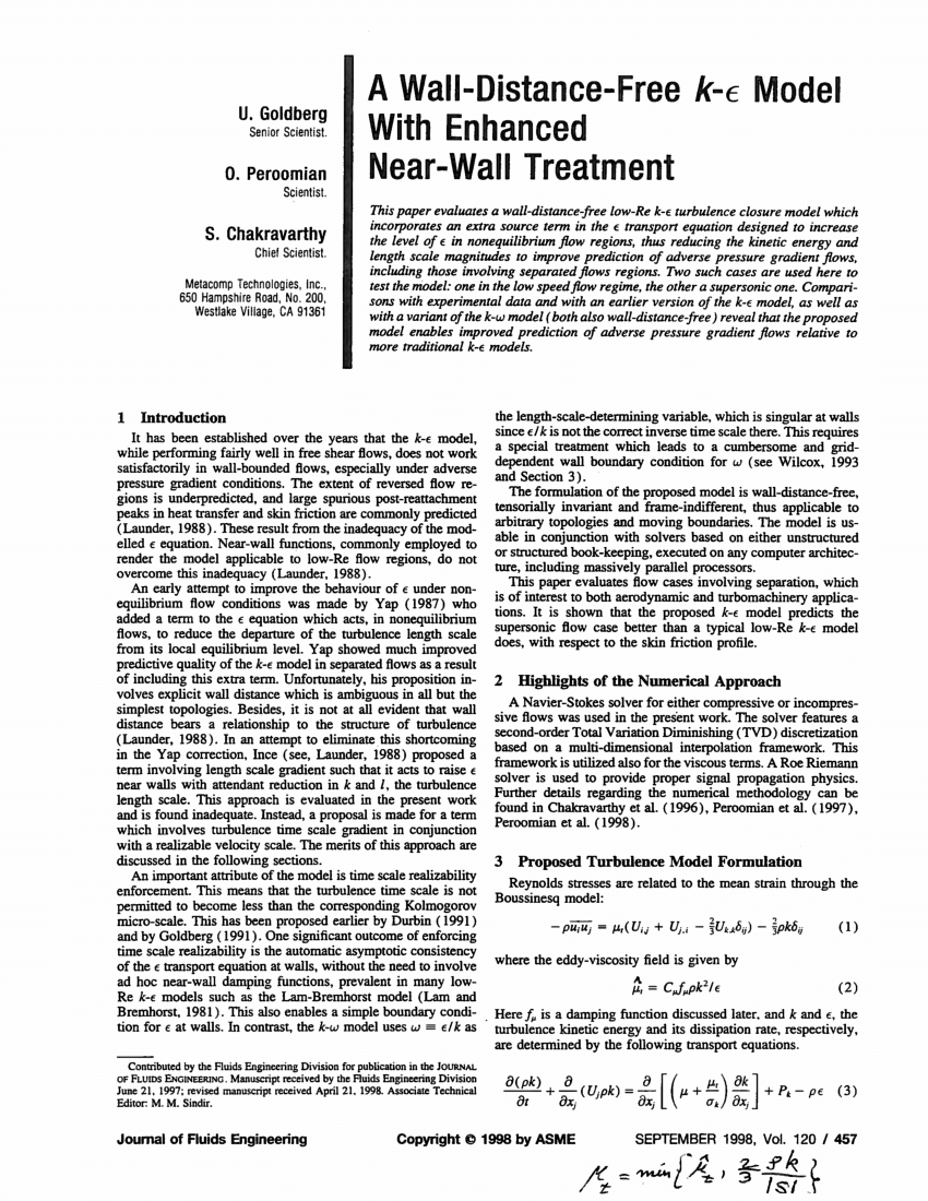 telescoop pen Wegversperring PDF) A Wall-Distance-Free k-ɛ Model With Enhanced Near-Wall Treatment