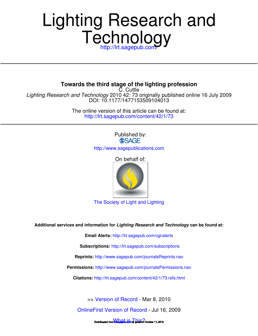 Pdf Towards The Third Stage Of The Lighting Profession